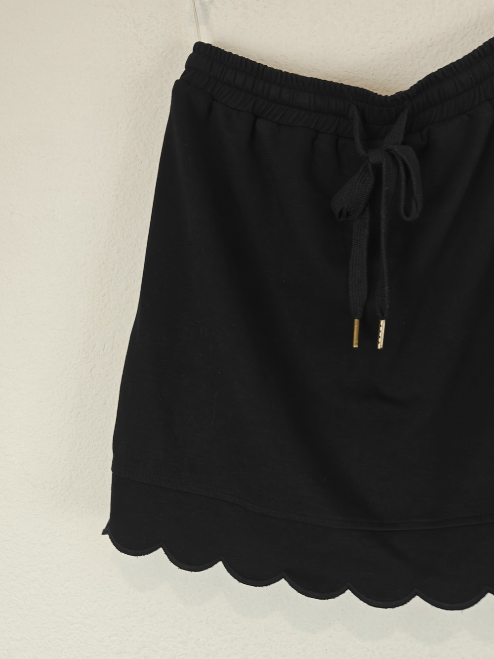 Entro Scallop Hem Skort Mini Skirt Black Athleisure Drawstring Shorts Lined Sz S - Picture 4 of 12